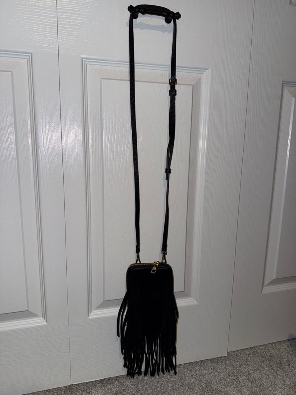 Bandolier Leather /suede fringe crossbody with detachable iPhone 15pro case